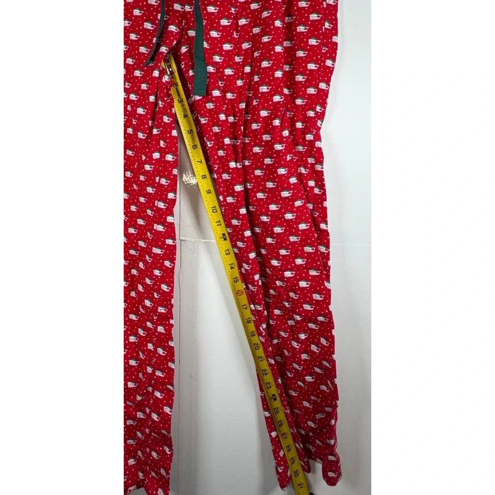 Vineyard Vines Women's Whale Santa Christmas Flannel Red Pajama Pants‎ Sz Med